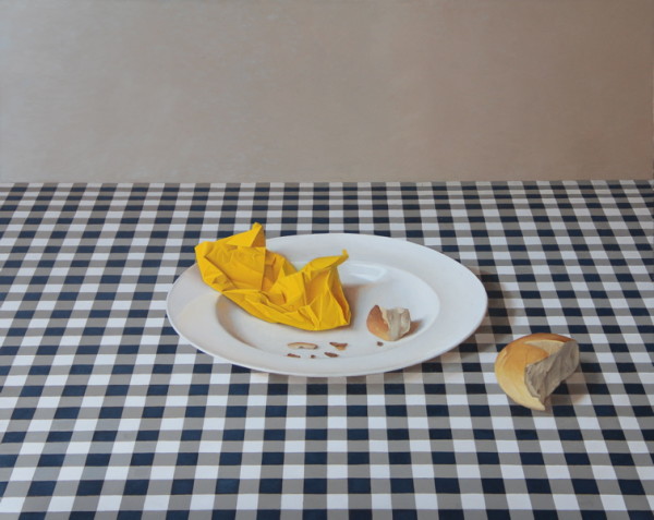 Yellow Napkin- Oil on Panel, 16" x 20"